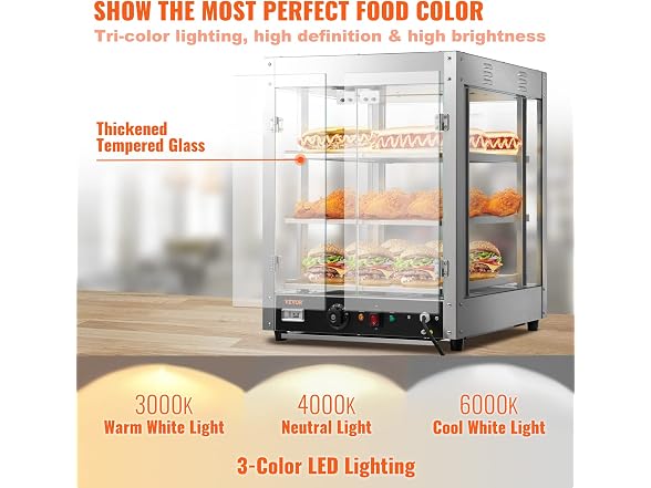 VEVOR Commercial Food Warmer Display, 3