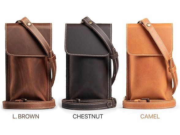 Leather Phone Bag Crossbody Chestnut