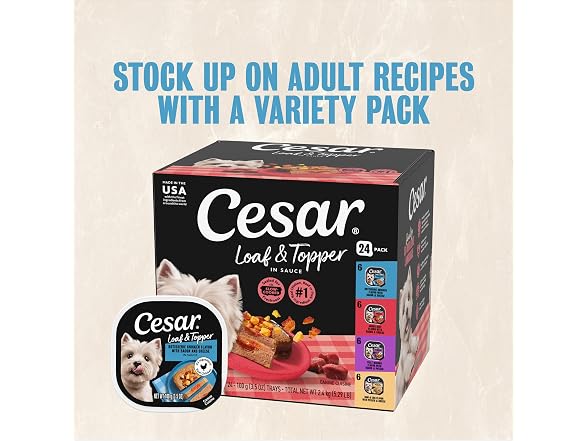 2PK Cesar Loaf in Sauce Wet Dog Food Rotisserie Chicken