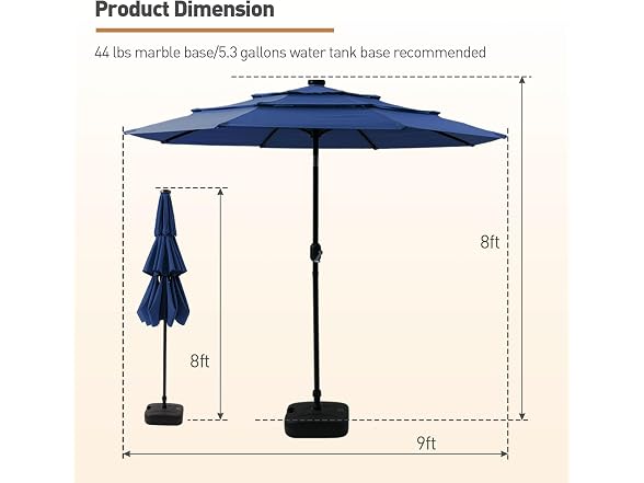 COSIEST 9FT 3 Tiers LED Patio Umbrella - Gallery 2