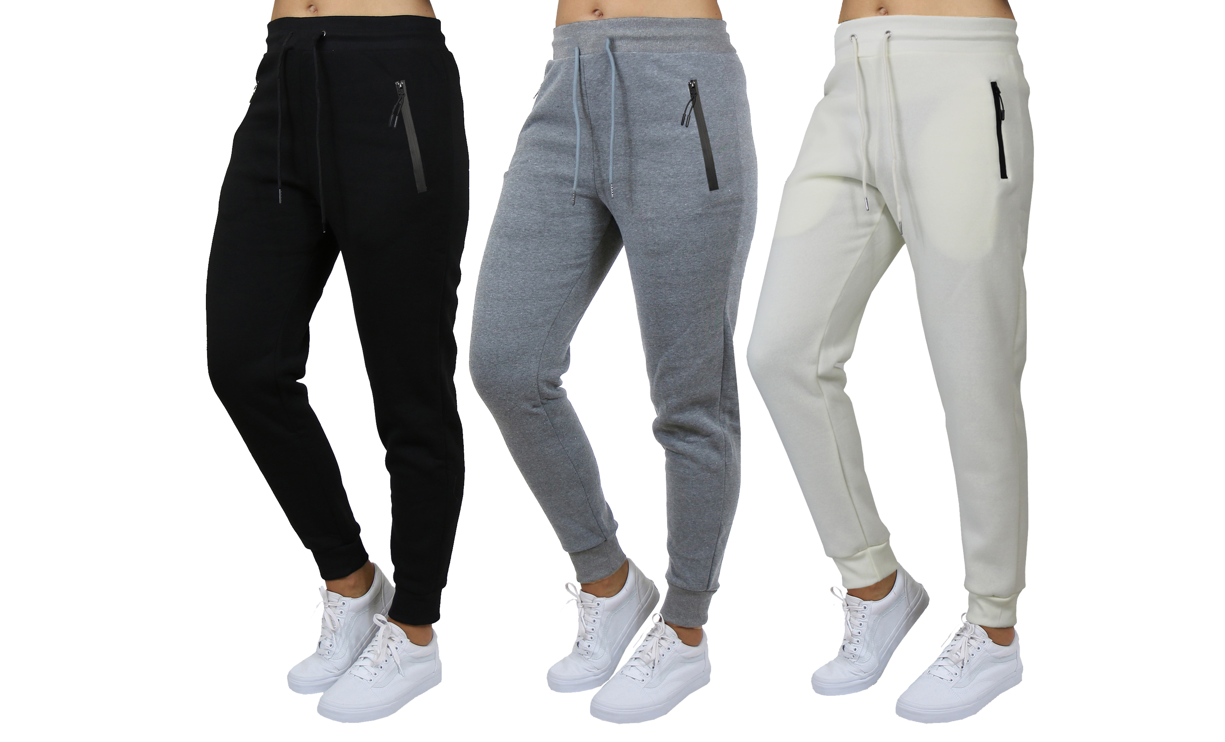 3Pk Womens Fleece Jogger Pants - Gallery 23
