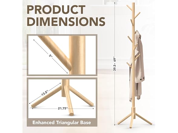 Hupmad 8-Hook Adjustable Coat Rack