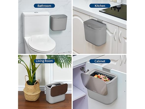 1.8 Gallon/7L Hanging Trash Can with Stainless Steel Lid