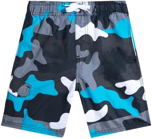 Kanu Surf Boys' Viper Quick Dry UPF 50+ Beach Swim Trunk, Surf Camo Black/Aqua, 4T