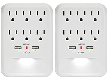 $14.99 Clear Power 2pk 6-Outlet 600 Joule Surge Protector dealfomo