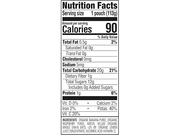 16PK Organics Food Pouches Bananas & Raspberries