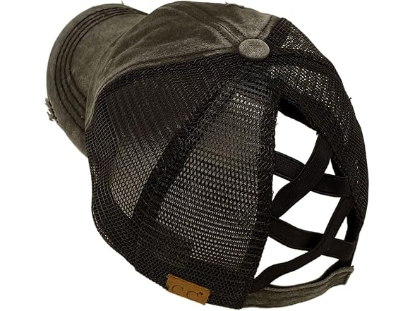 C.C (OS) Ponytail Criss Cross Messy Buns Cap Top