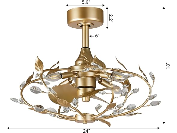Parrot Uncle 24 Inch Gold Crystal Fandelier