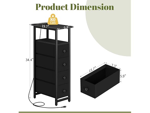 Yoobure narrow nightstand