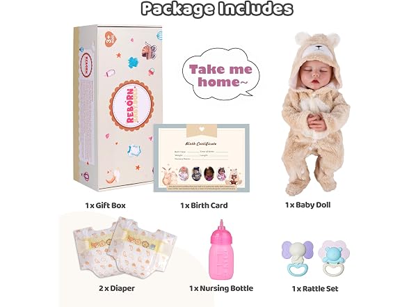17 Inch Drink and Wet Reborn Baby Doll