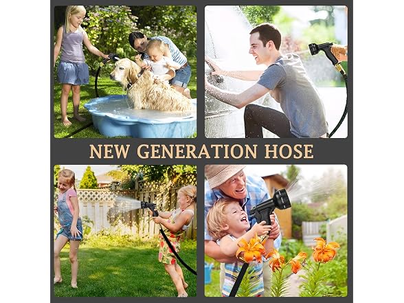100ft Flexible Garden Hose with Nozzle- Choose Color