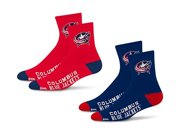 Blue Jackets Quarter Sock 2pk Lg