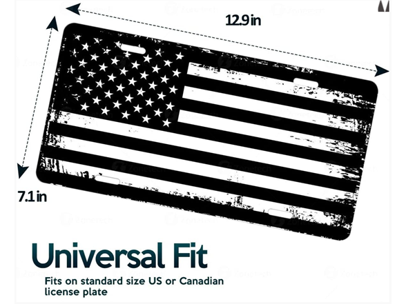 Zone Tech GA0085 Tactical USA Flag License Plate