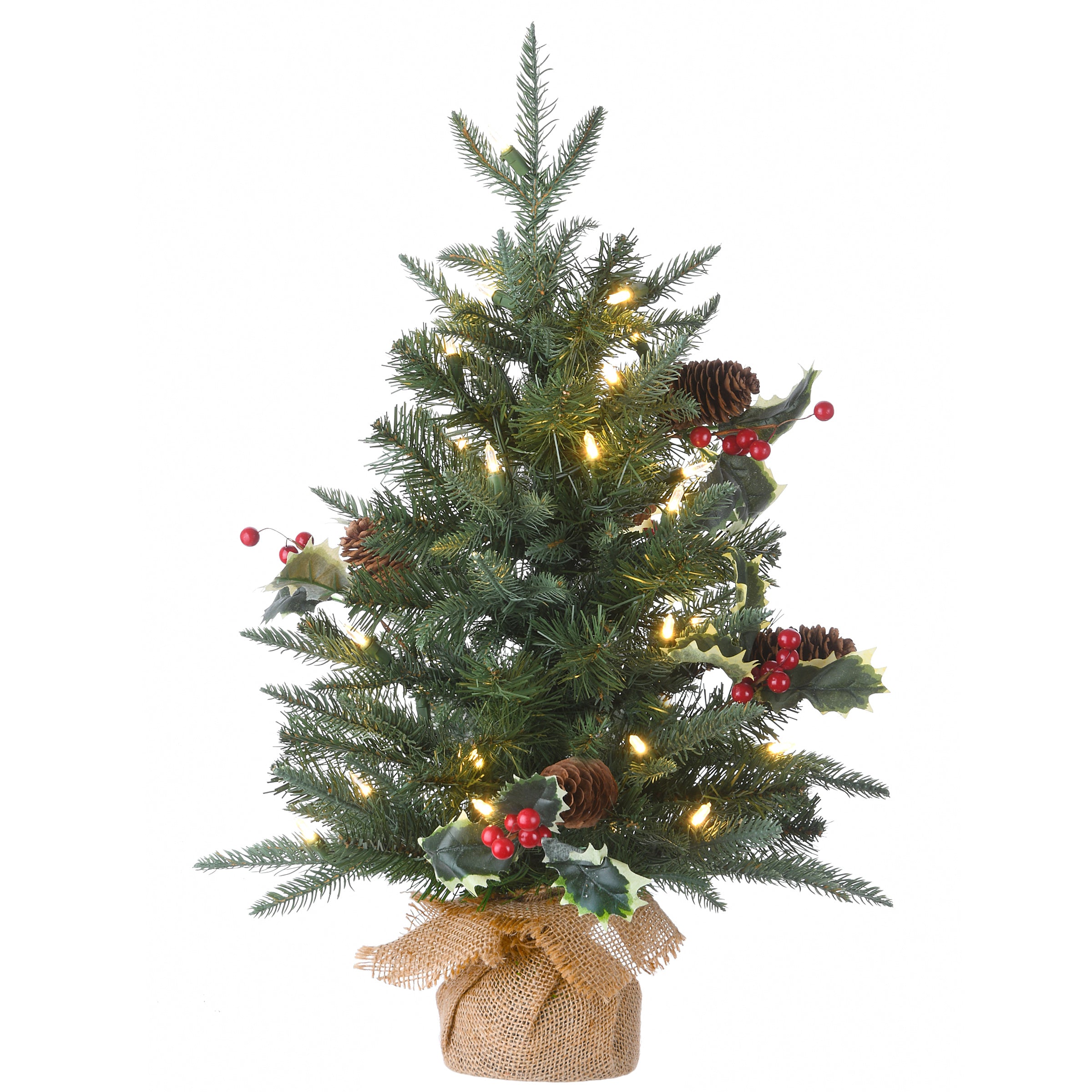 National Tree Company 2 ft. Pre-Lit Happy Hill Pine Tree - Gallery 2