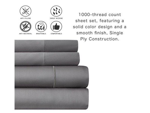 1000TC Egyptian-Quality Cotton Rich 4-Piece Sheet Set