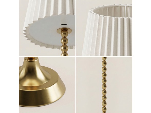 Beaded Stem Pleated Shade Lamp
