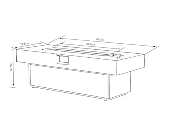 55"x23" Adjustable 50k BTU Propane Fire Table