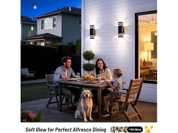 Tesjaso Dusk-to-Dawn Wall Sconce 2-Pack