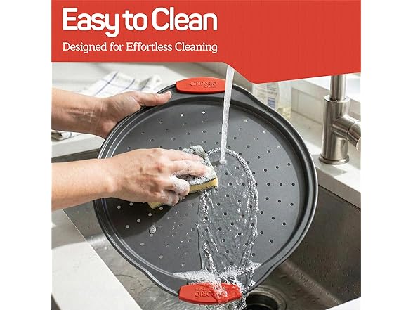 Non-Stick Pizza Pan with Silicone Handle 2 Pack