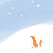Sky, snow and fox Sky, snow and fox