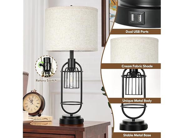 TOBUSA 29'' Tall Table Lamps, 2-Light Farmhouse