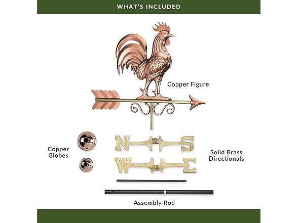 Good Directions Patina Copper Rooster Weathervane