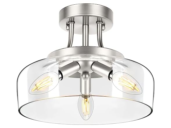 TOBUSA 3-Light Silver Semi Flush Mount Light Fixture