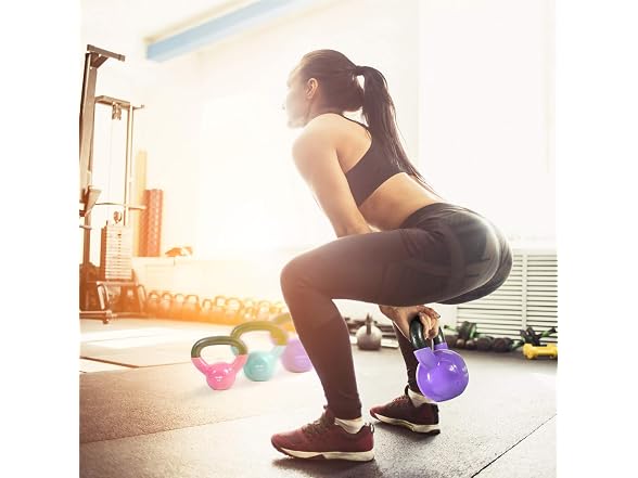 Yes4All Kettlebell, Vinyl Coated Cast Iron Kettlebell Set 5, 10 & 15lbs