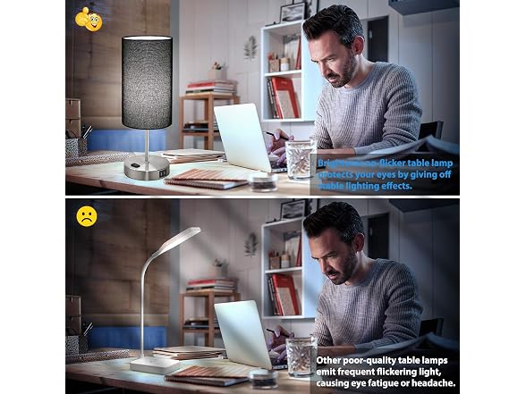 Brightever Black Touch Control Table Lamp Set of 2