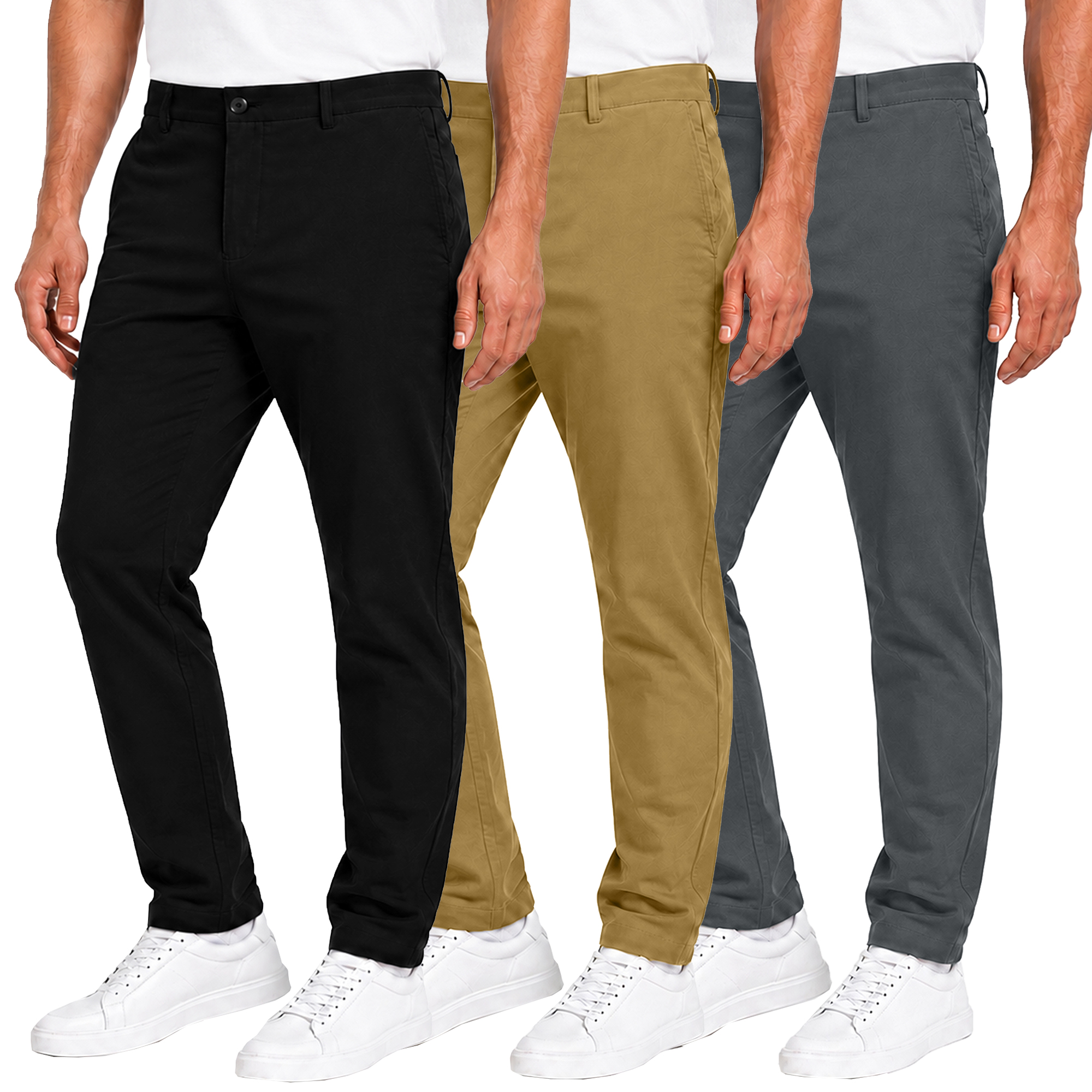 3Pk Mens Super Stretch Chino Pants - Gallery 27