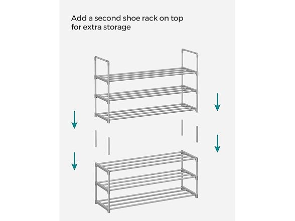 SONGMICS Shoe Rack 3-Tier 11.8 x 36.2 x 21.7 Inch