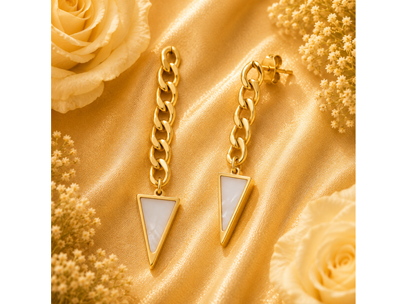 18K Gold Plated Triangle Drop Earrings