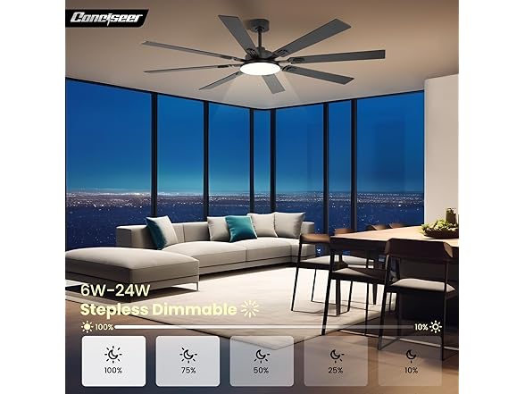 Conciseer 72in Ceiling Fan 5CCT Remote