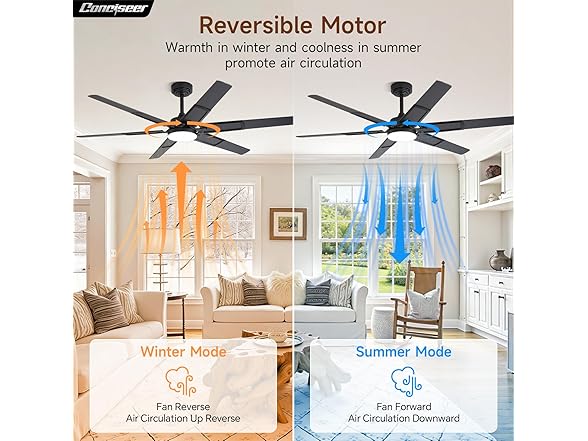 Conciseer 60in Ceiling Fan 5CCT Remote