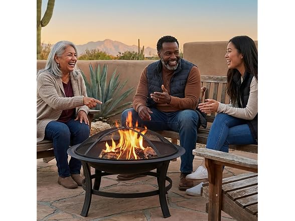 Sunnydaze 24" Round Fire Pit Spark Screen Cover