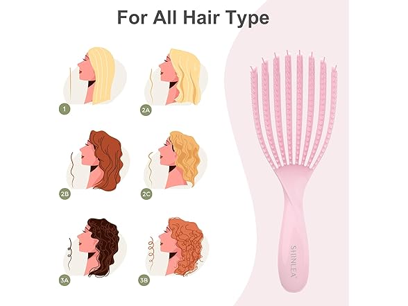 SHINLEA Detangler Brush Curly Pink