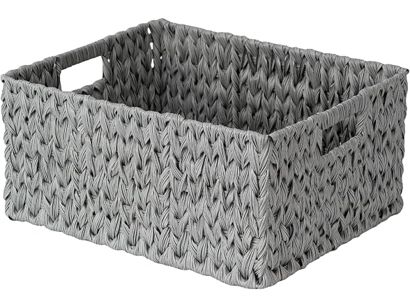 Suptinwear Large Wicker Storage Basket for Organizing Grey