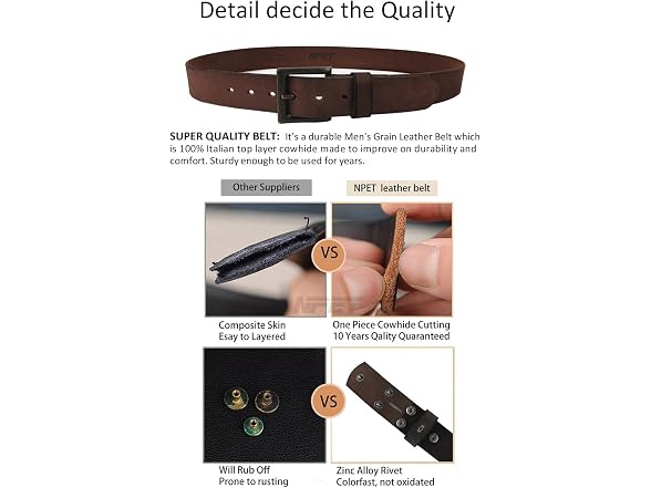 Npet Men (38) Leather Full Grain Style Belt
