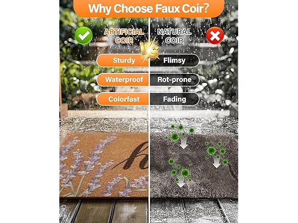 Coir Welcome Mat Floral 17x30