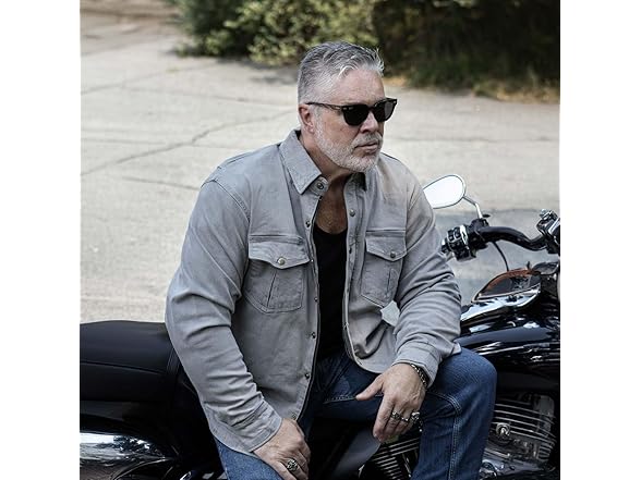 Men's Grey Flannel Biker Shirt XL