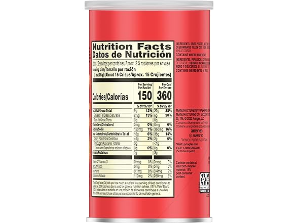 1CT Pringles Potato Crisps Chips, 2.3 oz.