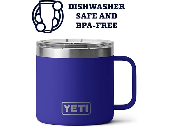 YETI Stainless Steel Rambler Drinking Cup, 14oz, Offshore Blue