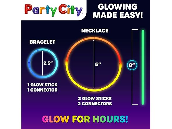 Party City 300 Neon Glow Sticks (Bulk)