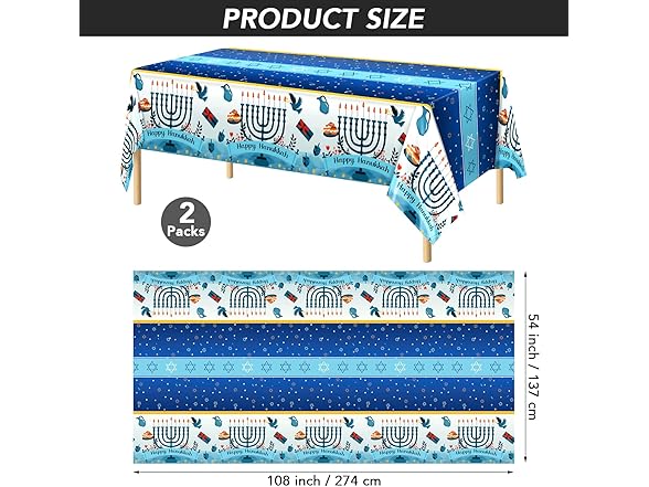 2 Pieces Happy Hanukkah Tablecloths