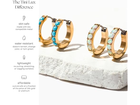 Tini Lux Titanium Turquoise Hoop Earrings