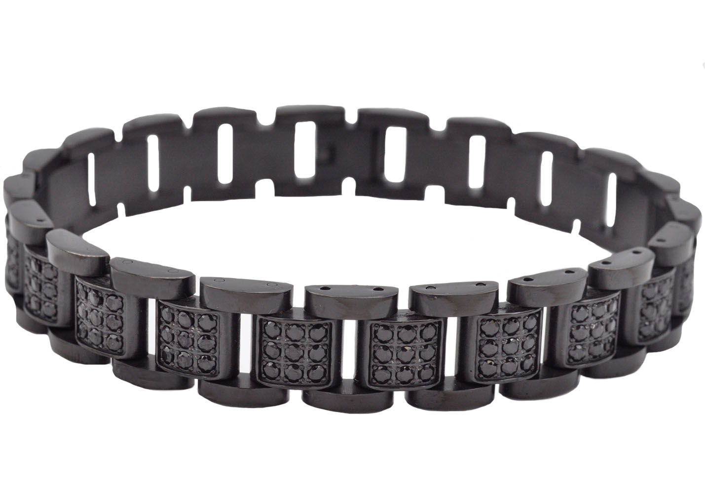 Stainless Steel Classic Link CZ Bracelet - Gallery 8