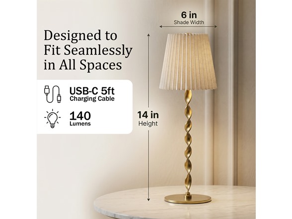 Twisted Stem Pleated Shade Cream Lamp