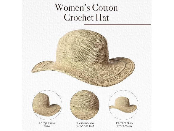San Diego Hat Co. Women Cotton Crochet Floppy Hat