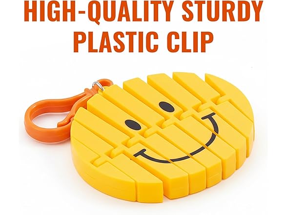Fun Express Happy Assorted Fidget Toy Backpack Clips, 12 Pieces