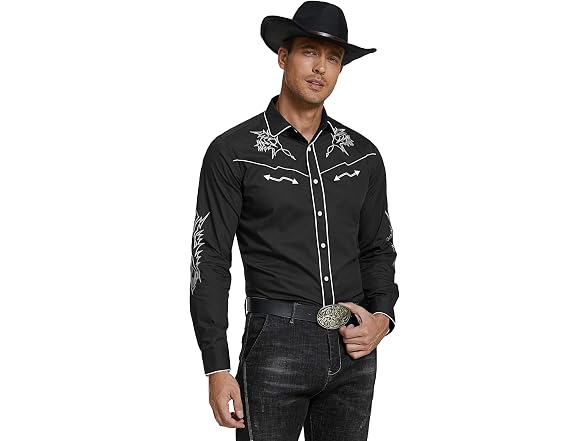 Coofandy Men (XXL) Western Cowboy Shirt Long Shirt